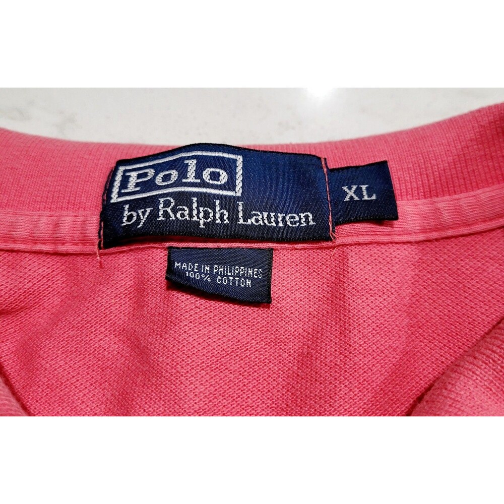 Polo Ralph Lauren Salmon Pink Polo Shirt XL Pink w Classic Pony Logo 100% Cotton - Picture 6 of 8